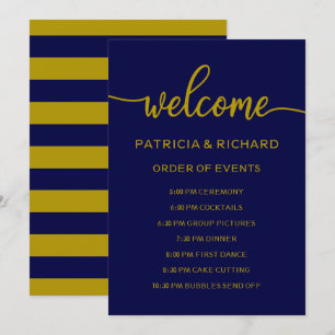 Hochzeitsorden Gold Navy Blue Zeitplan Einladung