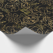 Hochzeitsornament in Gold Black BG Geschenkpapier (Ecke)
