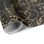 Hochzeitsornament in Gold Black BG Geschenkpapier (Rolleneckpunkt)