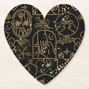 Hochzeitsornament in Gold Black BG Untersetzer
