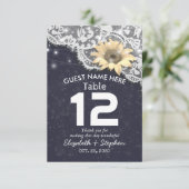 Hochzeitsort Tischnummern Lace Sonnenblumen Lichte (Stehend Vorderseite)