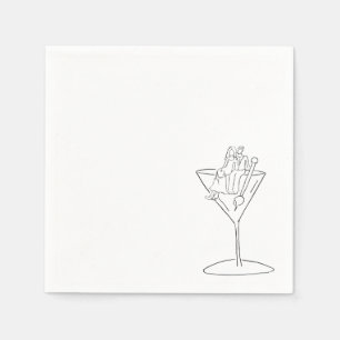 Hochzeitspaar auf einer Martini-Cocktailserviette Serviette