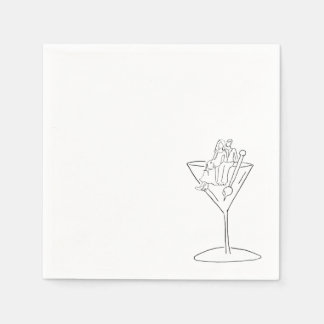 Hochzeitspaar auf einer Martini-Cocktailserviette Serviette