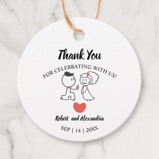 Hochzeitspaar Danke, dass du gekommen bist Geschenkanhänger (Vorderseite)