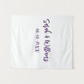 Hochzeitspaar. Datum des Namens lila einfach Wandteppich (Vorderseite (Horizontal))