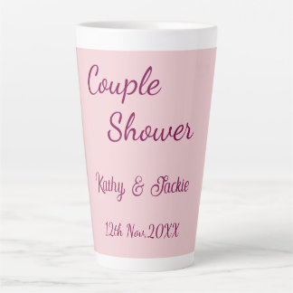 Hochzeitspaar Dusche rosa lila pastell Name Datum Milchtasse