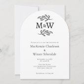 Hochzeitspaar Einfaches Monogramm Initialen Minima Einladung (Vorderseite)
