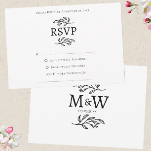 Hochzeitspaar Einfaches Monogramm Initialen Minima RSVP Karte