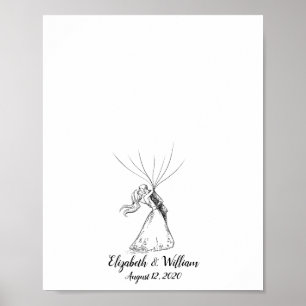 Hochzeitspaar Fingerabdruck-Gästebuch Poster