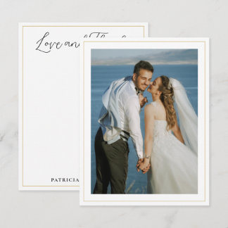 Hochzeitspaar Foto Name Liebe und Dank  Mitteilungskarte