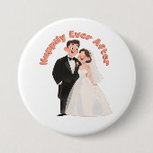 Hochzeitspaar-Illustration Glücklich bis ans Ende Button (Vorderseite)