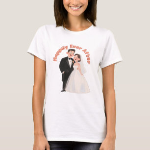 Hochzeitspaar-Illustration Glücklich Bis Ans Ende T-Shirt