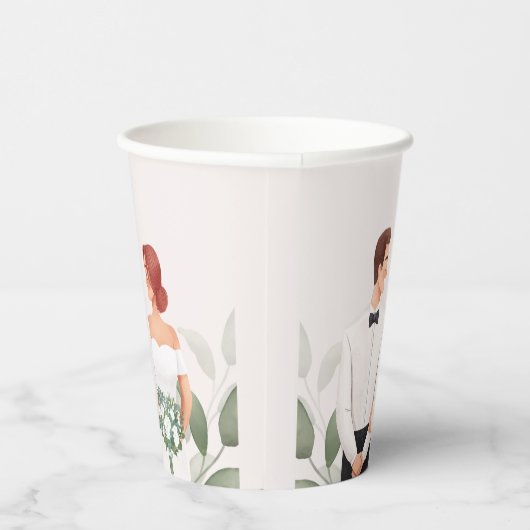 Hochzeitspaar-Illustration Papiertasse Pappbecher (Rechts)