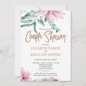 Hochzeitspaar Kupfer Glitzer Rosa Paare Dusche Einladung (Vorderseite)