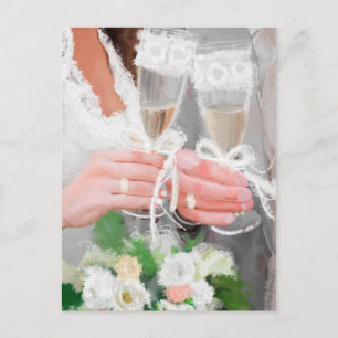 Hochzeitspaar mit Champagnerbrille Postkarte