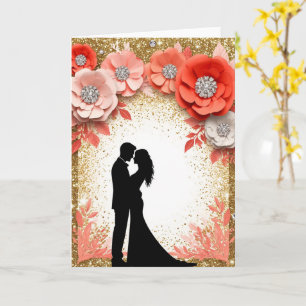 Hochzeitspaar mit Pfirsichblüten Karte