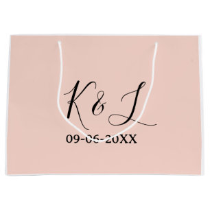 Hochzeitspaar Name Buchstabe Datum rote Pastell Hi Große Geschenktüte