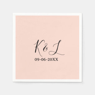Hochzeitspaar Name Buchstabe Datum rote Pastell Hi Serviette