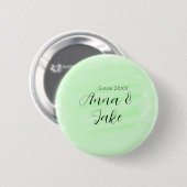 Hochzeitspaar Name Datum grün Wasserfarbe Pastell Button (Vorne & Hinten)