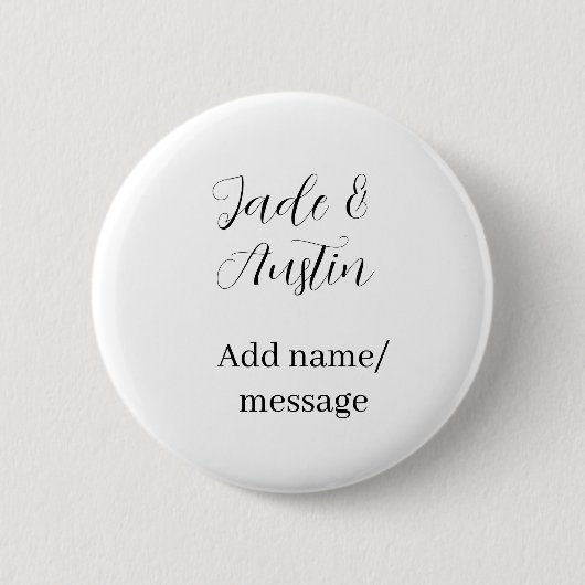 Hochzeitspaar Name Nachricht Datum romantisch eleg Button (Vorderseite)