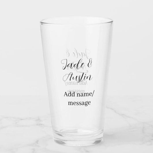 Hochzeitspaar Name Nachricht Datum romantisch eleg Glas (Vorderseite)