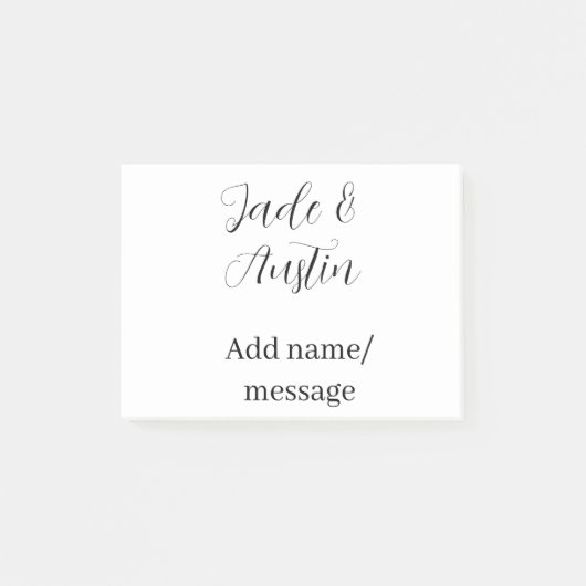 Hochzeitspaar Name Nachricht Datum romantisch eleg Post-it Klebezettel (Vorderseite)