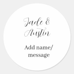 Hochzeitspaar Name Nachricht Datum romantisch eleg Runder Aufkleber