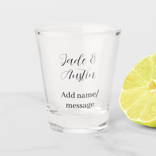 Hochzeitspaar Name Nachricht Datum romantisch eleg Schnapsglas (Vorderseite)