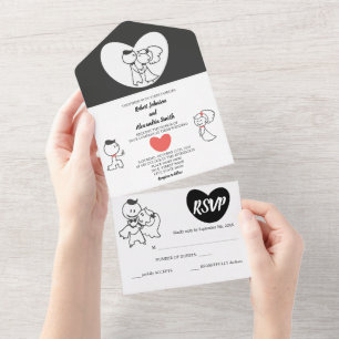 Hochzeitspaar   RSVP Antwort  Und Hochzeit All In One Einladung