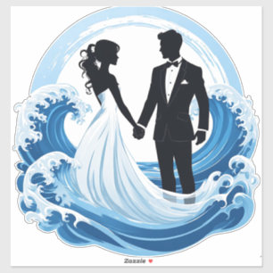 Hochzeitspaar-Silhouette Händchen haltend Aufkleber