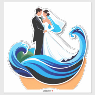 Hochzeitspaar-Silhouette Händchen haltend Aufkleber