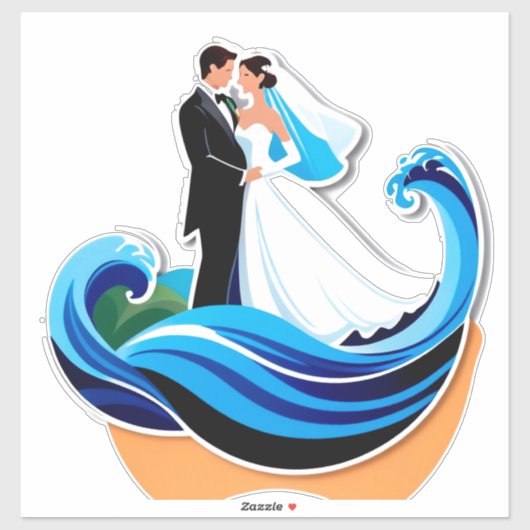 Hochzeitspaar-Silhouette Händchenhalten Aufkleber (Blatt)