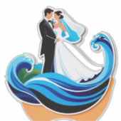 Hochzeitspaar-Silhouette Händchenhalten Aufkleber (Vorderseite)