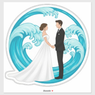 Hochzeitspaar-Silhouette Händchenhalten Aufkleber
