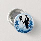 Hochzeitspaar-Silhouette Händchenhalten Button (Vorne & Hinten)