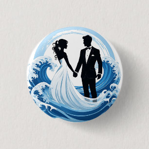 Hochzeitspaar-Silhouette Händchenhalten Button