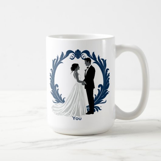 Hochzeitspaar-Silhouette Händchenhalten Kaffeetasse (Rechts)