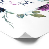 Hochzeitspaare Initials Lila und Blue Sign Poster (Ecke)