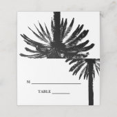 Hochzeitspalme am tropischen Strand Blätter Silhou Platzkarte (Außenseite Aufgefaltet)