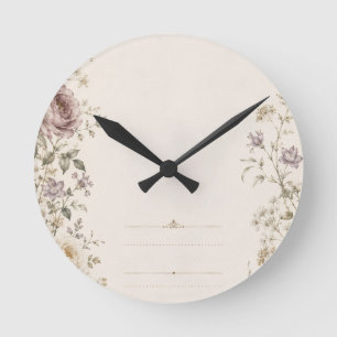 Hochzeitspapeterie im Vintage-Garten-Stil Runde Wanduhr