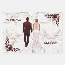 Hochzeitspapier aus Burgund und Weiß Geschenkpapier Set