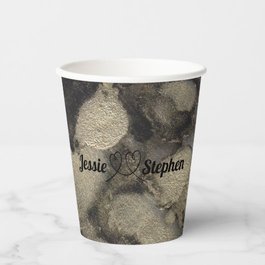 Hochzeitspapier Cup Black and Gold Tinten Pappbecher (Vorderseite)