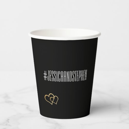 Hochzeitspapier Cup Elegant Black and Golds Pappbecher (Rückseite)
