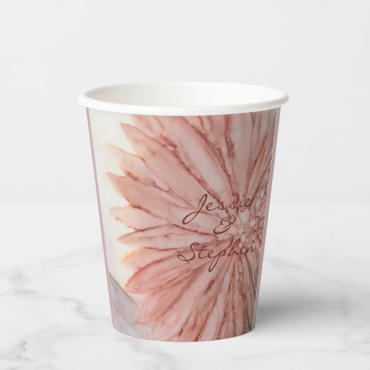 Hochzeitspapier Cup Elegante rosa Blume Pappbecher (Vorderseite)