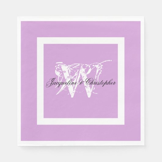 Hochzeitspapier Mauve Modern Chic Monogram Names Serviette (Vorderseite)