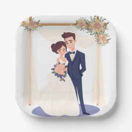 Hochzeitspapier-Teller 4 Pappteller