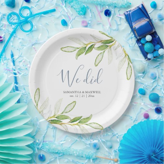 Hochzeitspapier-Teller Aquarellgrün Pappteller (Party)