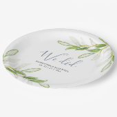 Hochzeitspapier-Teller Aquarellgrün Pappteller (Schrägansicht)