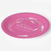 Hochzeitspapier Teller Fuchsia Pink Kranz (Schrägansicht)