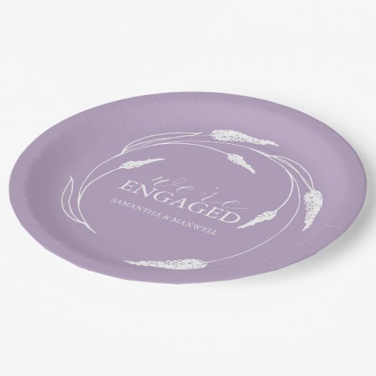 Hochzeitspapier-Teller Lavender Wreath Pappteller (Schrägansicht)